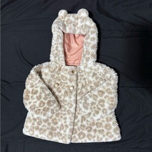 Catherine Malandrino Cream Leopard Print Kids Coat
